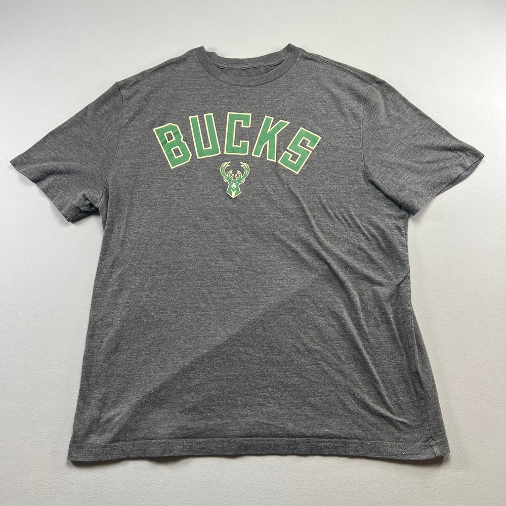 Milwaukee Bucks Basketball Team T Shirt Mens XL Charcoal Gray Short Sleeve NBA